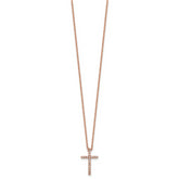 Cheryl M Sterling Silver Rose Gold-plated Polished CZ Latin Cross Necklace